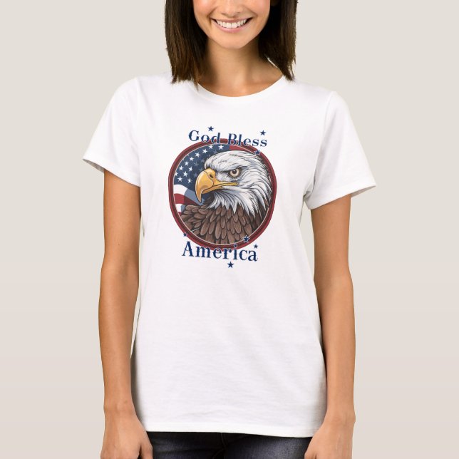 Välsigna dig Amerika USA flagga T Shirt (Framsida)