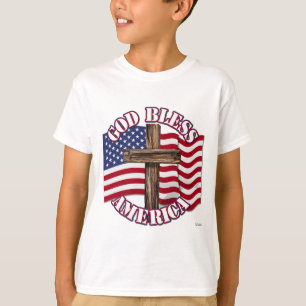 Välsigna dig amerikan med USA flagga och Kor T Shirt