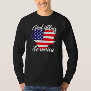 Välsigna dig Amerikanska Flagga Heart T Shirt