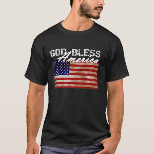 Välsigna dig Amerikanska Flagga T Shirt