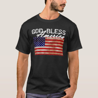Välsigna dig Amerikanska Flagga T Shirt