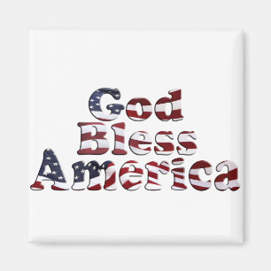 Välsigna dig Amerikanska Flagga textdesign Magnet
