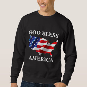Välsigna dig Amerikanska Helgdag Patriotic Lång Ärmad Tröja