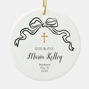 Välsigna dig Baptism Christian Minimalist Gift Julgransprydnad Keramik