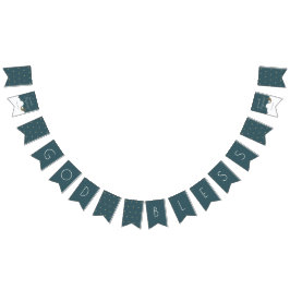 Välsigna dig Crescent Måne & Stars marinblå baptis Vimplar