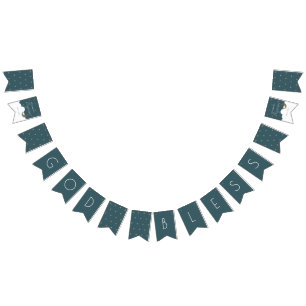 Välsigna dig Crescent Måne & Stars Navy Blue Bapti Vimplar