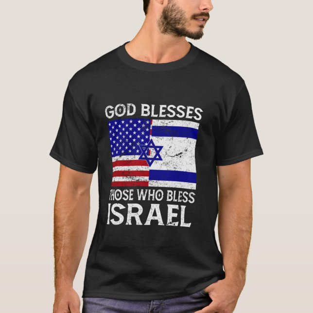 Välsigna dig De som ignorerar Israel USA flagga Is T Shirt (Framsida)