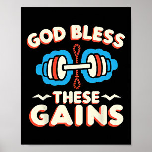 Välsigna dig dessa Gains Muscle Bodybuilding — Poster
