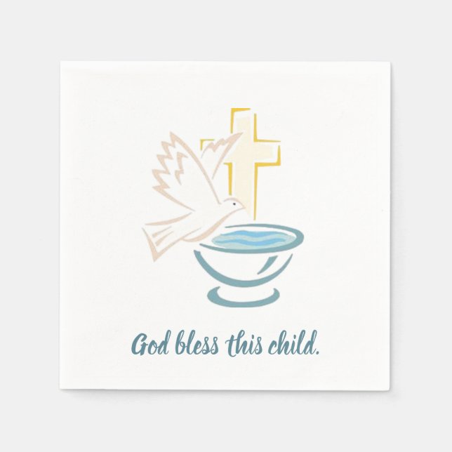 Välsigna dig detta barn (blått) pappersservett (Framsidan)