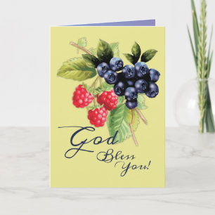 Välsigna dig Din färgfulla Berries Religiösa Blank Tack Kort