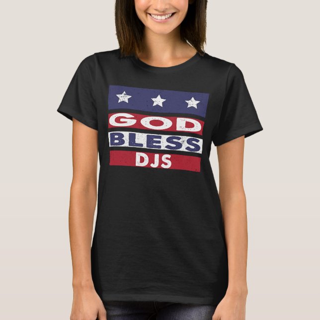 Välsigna dig Djs Patriotic Christian Pension T Shirt (Framsida)