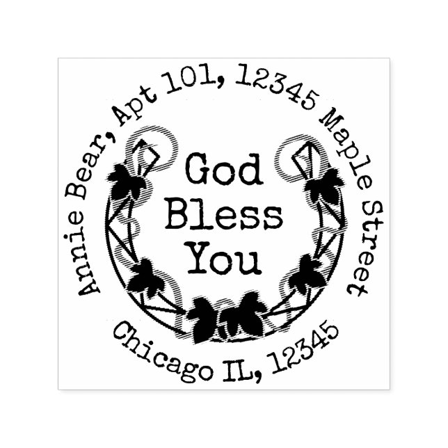 Välsigna dig Du Ivy Laurel med Returadress Självfärgande Stämpel (Design)