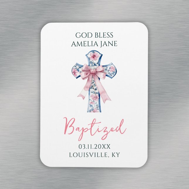 Välsigna dig Girl Baptism Keepsaké Magnet (God Bless Girl Baptism Keepsake Magnet
)