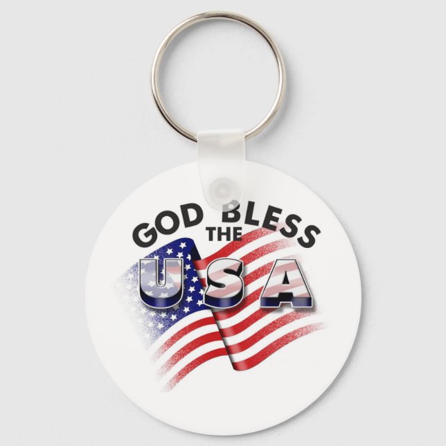 Välsigna dig i USA Keychain Nyckelring (Framsida)