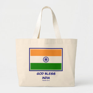 VÄLSIGNA DIG INDIA Patriotic Indian Flagga Jumbo Tygkasse