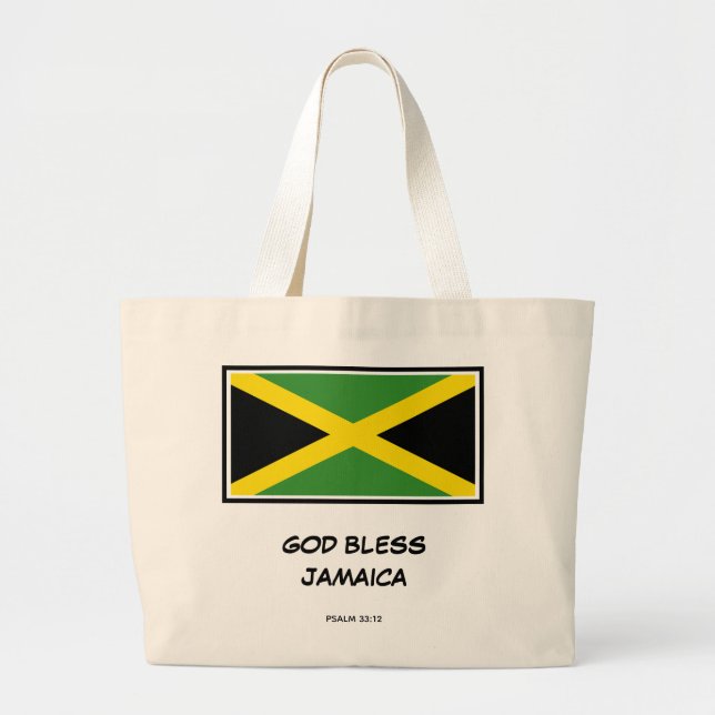 VÄLSIGNA DIG JAMAICA | Patriotic | Jamaican Flagga Jumbo Tygkasse (Framsidan)