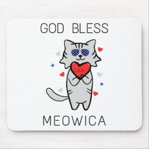 Välsigna dig Meowica Funny Patriotic America Cat U Musmatta