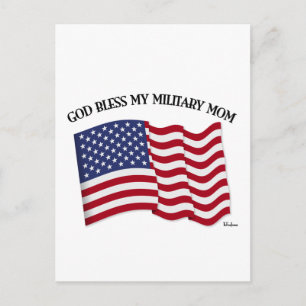 VÄLSIGNA DIG MIN MILITÄRA MAMMA med USA flagga Vykort