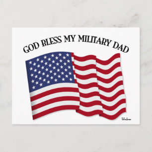 VÄLSIGNA DIG MIN MILITÄRA PAPPA med USA flagga Vykort
