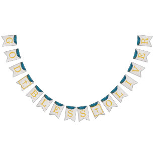 Välsigna dig Namn Blue Geode Boy Baptism Communion Vimplar