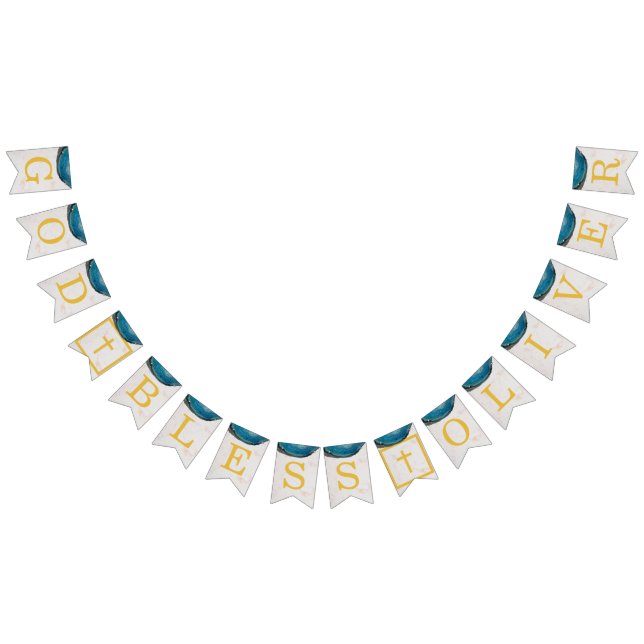 Välsigna dig Namn Blue Geode Boy Baptism Communion Vimplar (Alla)