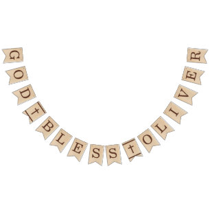 Välsigna dig Namn Brown Wood Baptism Första kommun Vimplar