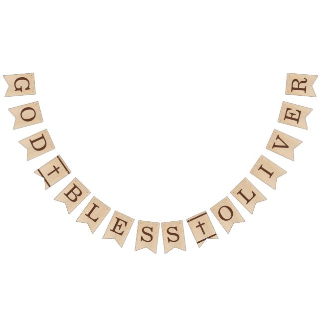 Välsigna dig Namn Brown Wood Baptism Första kommun Vimplar (Alla)