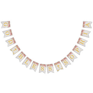 Välsigna dig Namn Rosa Orchids Girl Baptism Commun Vimplar