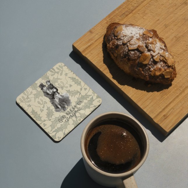 Välsigna dig oss alla Dickens jul Sång Underlägg Papper Kvadrat (Skapare uppladdad)