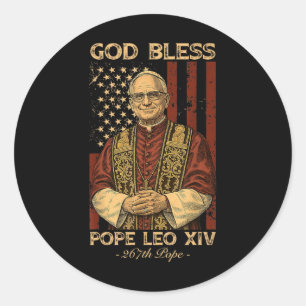 Välsigna dig Pope Leo Xiv Robert Francis Prevost A Runt Klistermärke