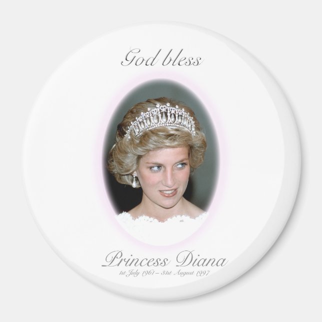 Välsigna dig Princess Diana - Minnesnamn Magnet (Framsidan)