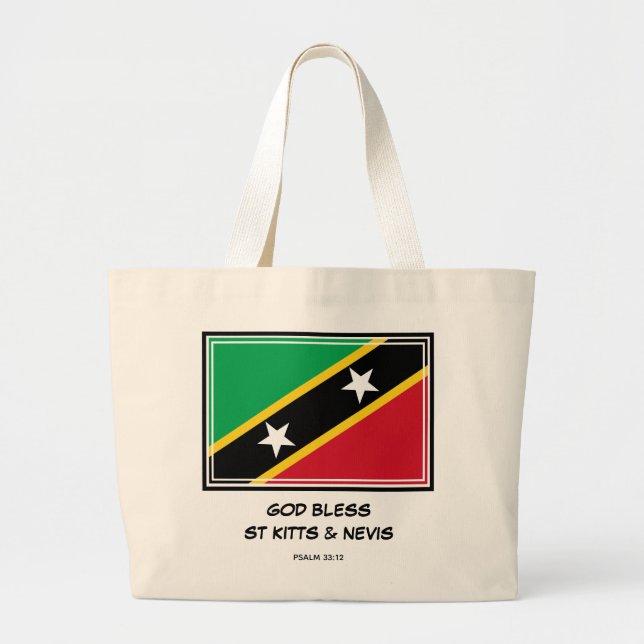 VÄLSIGNA DIG ST KITTS & NEVIS Flagga Patriotic Jumbo Tygkasse (Framsidan)