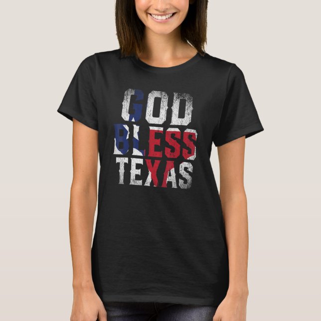 Välsigna dig Texas Flagga Patriotic Proud Texan Us T Shirt (Framsida)