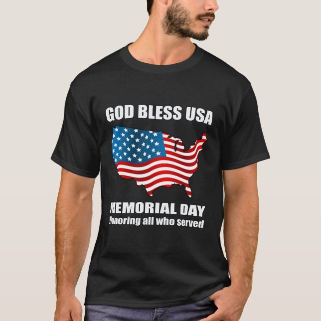 Välsigna dig USA Memorial Day Manar T Shirt (Framsida)
