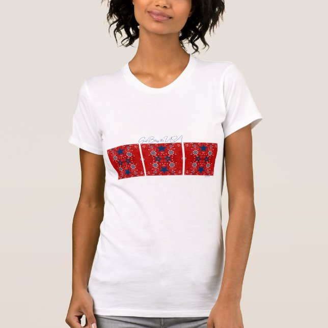 Välsigna dig USA Patriotic Bandana Tshirt T Shirt (Framsida)