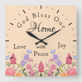 Välsigna dig Vår Blommigt Wildblomme Beige Fyrkantig Klocka