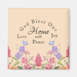 Välsigna dig Vår Blommigt Wildblommor i hemmet Magnet