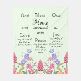 Välsigna dig Vår Grönt-Blommigt Wildblommor Fleecefilt