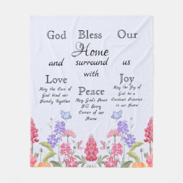 Välsigna dig Vår hemblåa Blommigt Wildblommor Fleecefilt