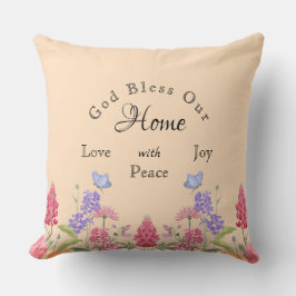Välsigna dig Vår hemiBeige Wildblomfamilj Namn Kudde
