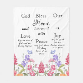 Välsigna dig Vår hemvita Blommigt Wildblommor Fleecefilt