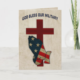 Välsigna dig Vår militär, Praying Händer/Flagga Kort