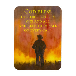 välsigna dig Våra brandmän Fireman Wildfire Magnet