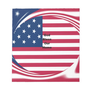 Välsigna dig vårt hem: USA flagga Swirl Art Anteckningsblock
