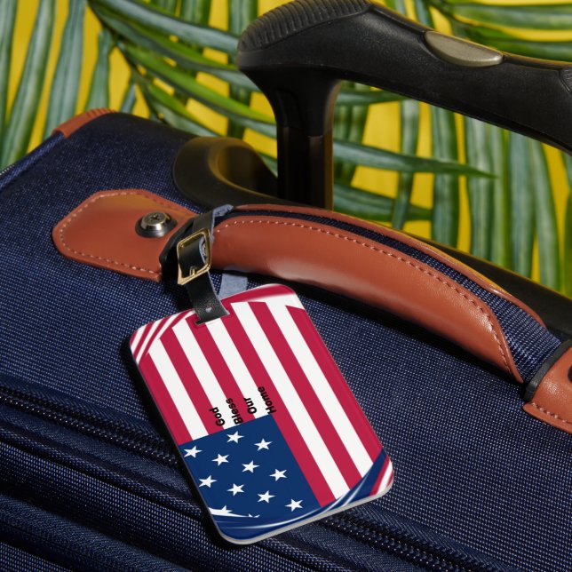Välsigna dig vårt hem: USA flagga Swirl Art Bagagebricka (Framsida Insitu 1)