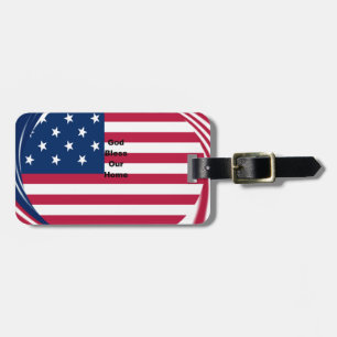 Välsigna dig vårt hem: USA flagga Swirl Art Bagagebricka