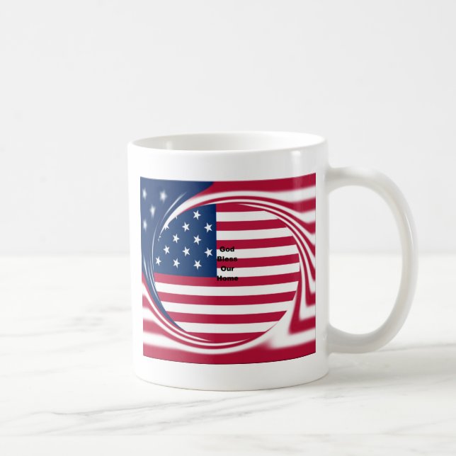 Välsigna dig vårt hem: USA flagga Swirl Art Kaffemugg (Höger)
