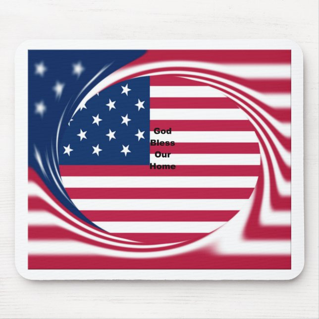 Välsigna dig vårt hem: USA flagga Swirl Art Musmatta (Framsidan)