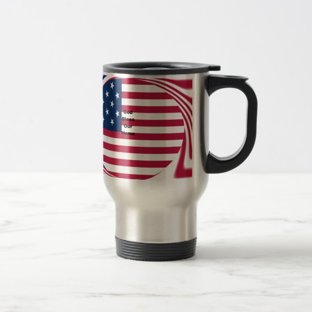 Välsigna dig vårt hem: USA flagga Swirl Art Resemugg (Höger)
