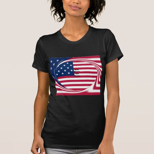 Välsigna dig vårt hem: USA flagga Swirl Art Tee Shirt (Framsida)